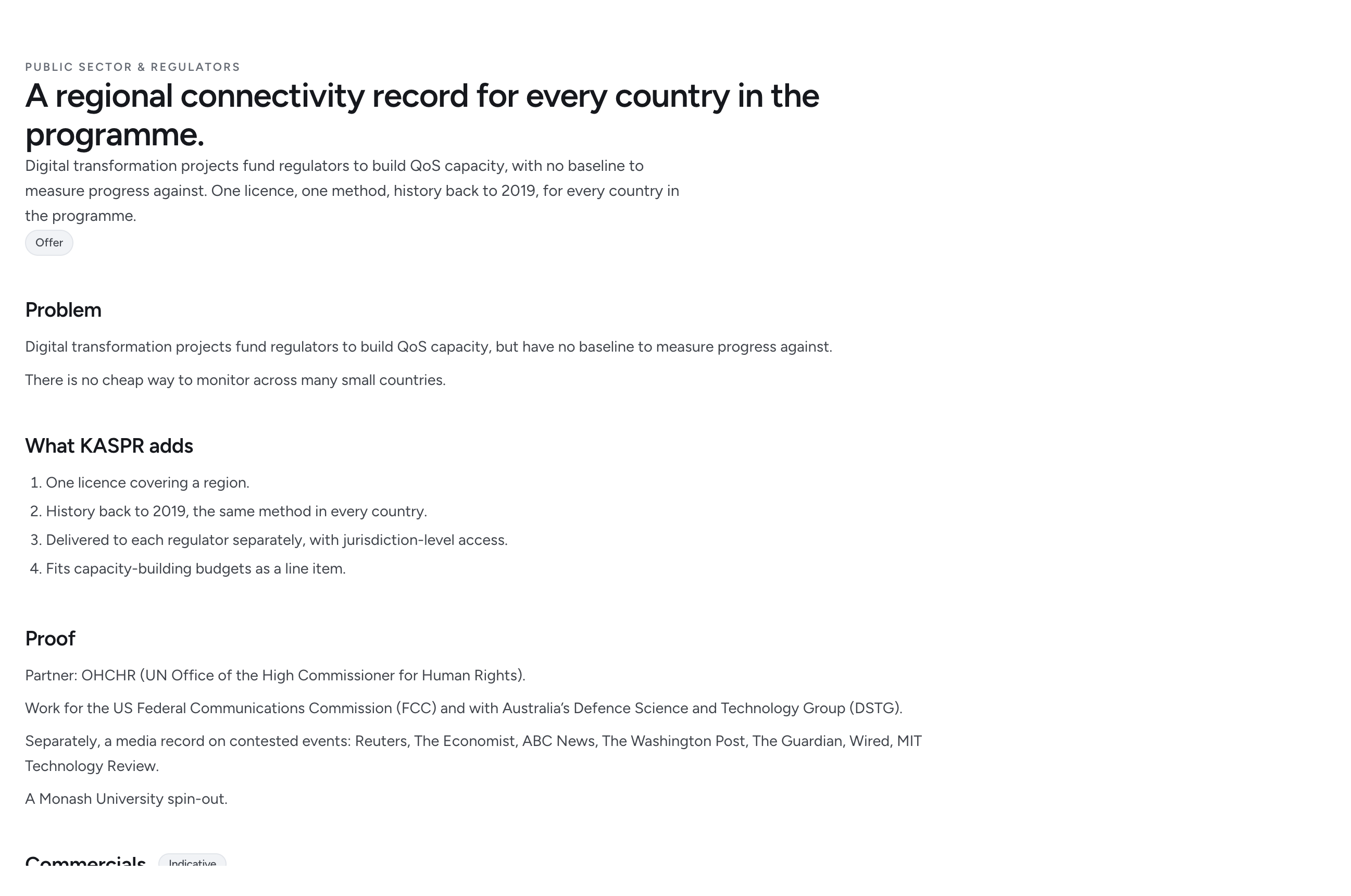 A regional connectivity record for every country in the programme.